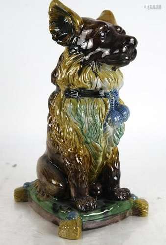 Majolica English Dog Sculpture