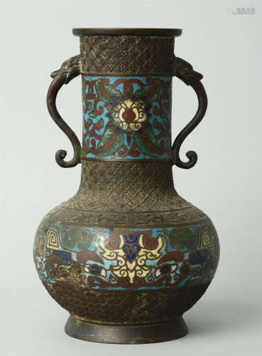 清代琺瑯銅花瓶