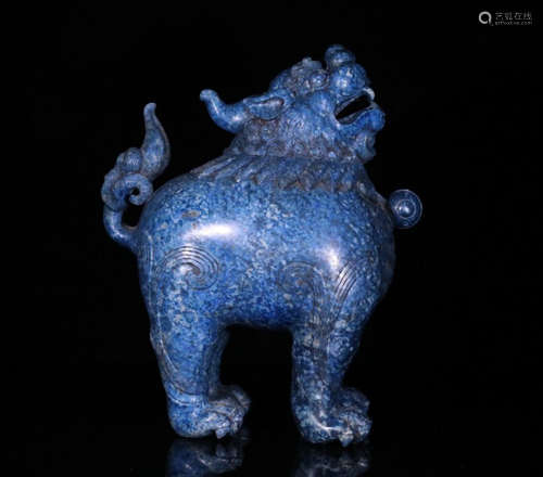 A LAZULI CARVED BEAST SHAPED CENSER