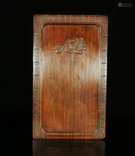 A BAMBOO CARVED POETRY PATTERN INK SLAB