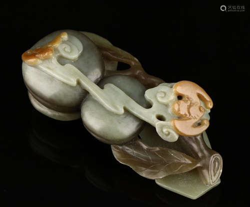 A HETIAN GREEN JADE AUSPICIOUS CARVED 