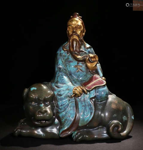 A BRONZE FIGURE OF  TAOIST CHARACTER  ORNAMENT