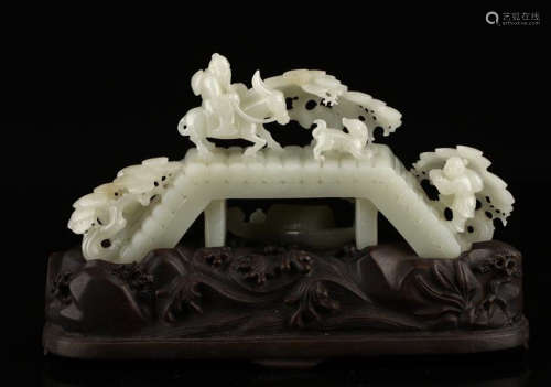 A HETIAN JADE CHARACTER STORY CARVED ORNAMENT