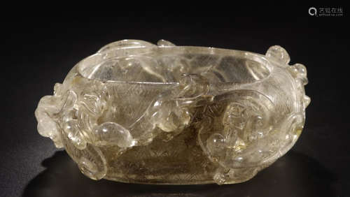 A CRYSTAL DRAGON CARVED BRUSH WASHER