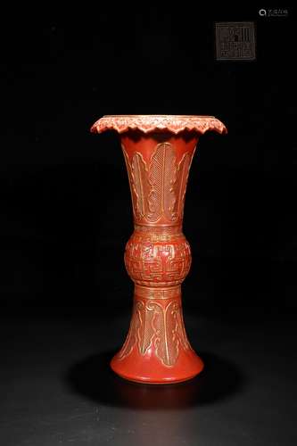 CHINESE CORAL RED GLAZED VASE