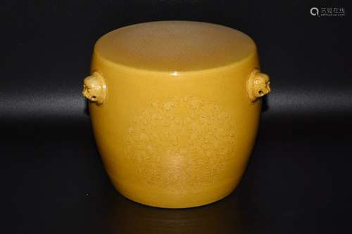 DAOGUANG MARK, CHINESE YELLOW-GROUND GLAZED STOOL