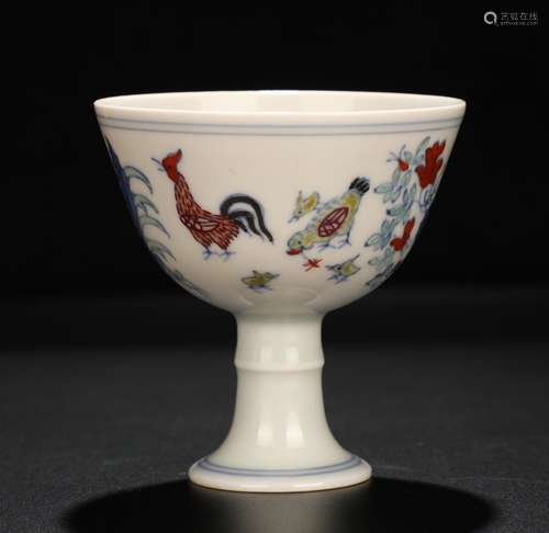 CHINESE DOUCAI STEM CUP, MING D.