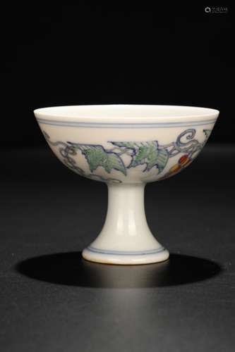 CHINESE DOUCAI STEM CUP, MING D.