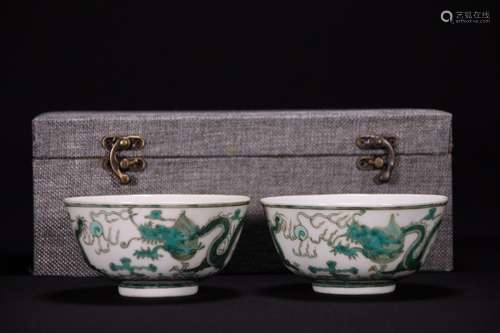 PAIR OF CHINESE LVCAI BOWL