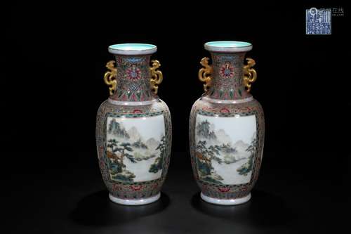 PAIR OF CHINESE FAMILLE ROSE VASE