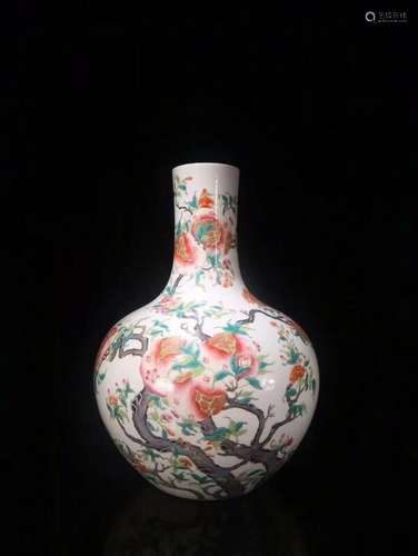 QIANLONG MARK, CHINESE FAMILLE ROSE VASE