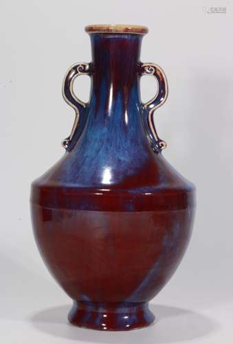 QIANLONG MARK, CHINESE FLAMED GLAZED VASE