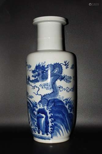 KANGXI MARK,CHINESE BLUE & WHITE VASE