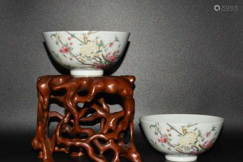 YONGZHENG MARK, PAIR OF CHINESE FAMILLE ROSE BOWL,