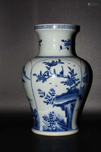 KANGXI MARK, CHINESE BLUE & WHITE VASE