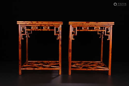 A PAIR OF BAMBOO FLOWER STAND