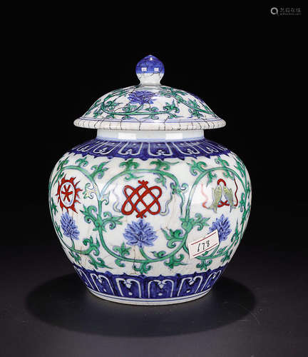 A DOUCAI LOTUS PATTERN JAR