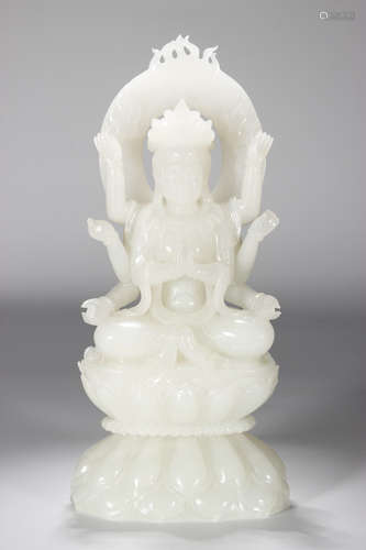 A HETIAN JADE EIGHT-ARM GUANYIN BUDDHA