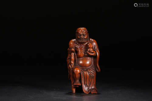 A BAMBOO  FIGURE OF BODHIDHARMA