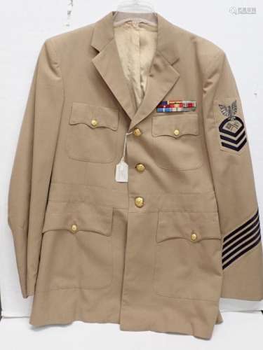 Light Brown US Naval Uniform Jacket w 9 Service Medals