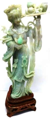 Antique Chinese Guan Yin Jadeite Jade Sculpture NYC