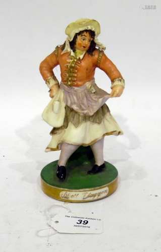 Rockingham Theatrical Porcelain Figure. Modelled as John Liston in the role of Moll Flaggon, in