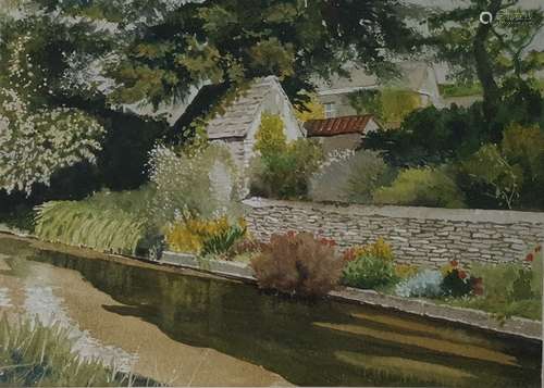 Pair of watercolour drawings and unattributed local scenes of South Cerney cottages 19 x 24.5cm