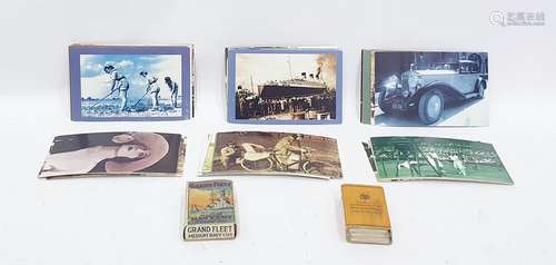 Quantity of postcards to include military, cigarette cards and stamps, various