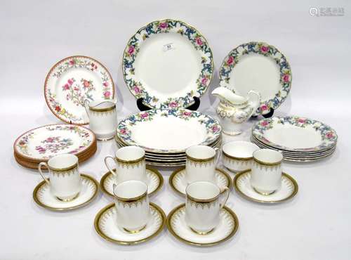 Quantity Royal Doulton china 'Flora Dora' pattern dinnerware, Royal Doulton china salad plates and