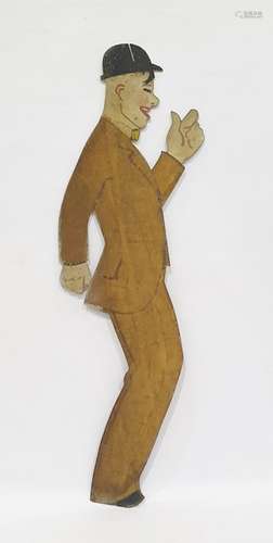 Early 20th century painted wood shop display figure of a man in silhouette, 85cm high