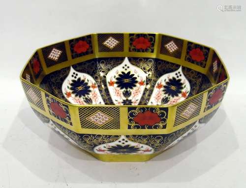 Royal Crown Derby Old Imari pattern octagonal bowl number 1128 2003, 30cm diameter