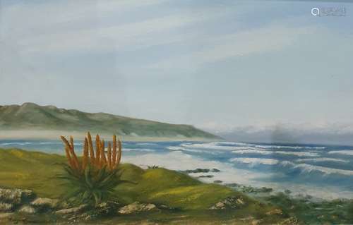 Margaret Jones Oil on board Coastal landscape, signed lower left and three further pictures (4)