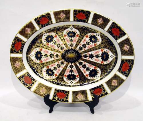 Royal Crown Derby oval meat plate Old Imari pattern number 1128 dated 2003, 41.5cm long overall