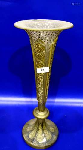19th century gilt and clear vase, circular and panelled with everted rim, tapering relief