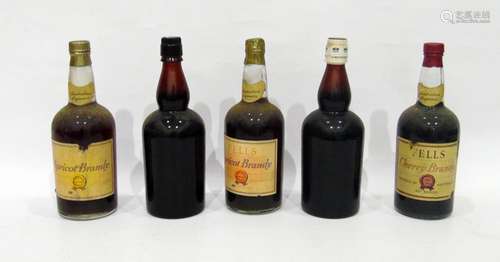 Fells Australian liqueurs, apricot brandy x2, cherry brandy, Whiteway's peach wine and white