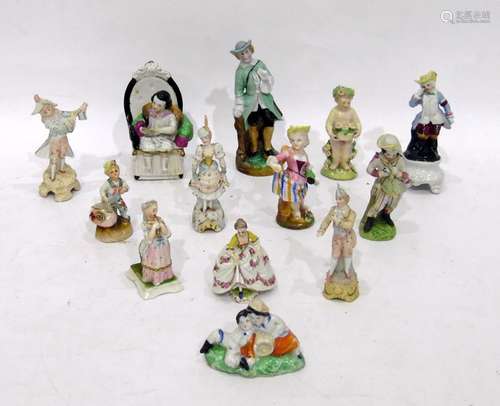 Quantity 19th century and later porcelain figures and miniature figure including porcelain figure of