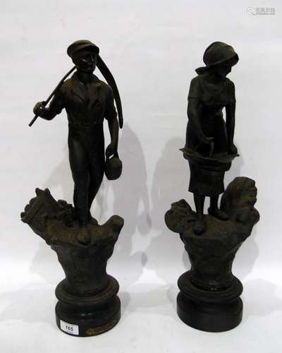 Pair spelter figures in late 19th century style 