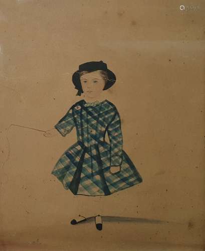 19th century watercolour drawing of Alice Rowles circa 1860 aged 3 19x15cm and 19th Century