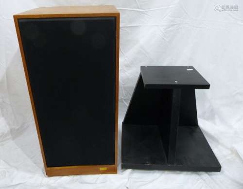 Pair of Spendor SP1 speakers in figures wood cases, on pair Rata ebonised wood stands (with boxes)