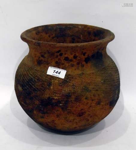 Terracotta cooking pot with rounded base, possibly African 20cm high.
