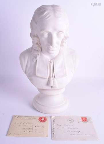 A LARGE 19TH CENTURY WEDGWOOD PARIAN WARE BUST OF