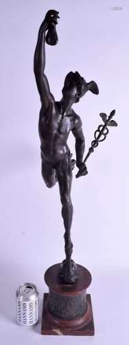 A LARGE 19TH CENTURY ITALIAN BRONZE FIGURE OF HERMES