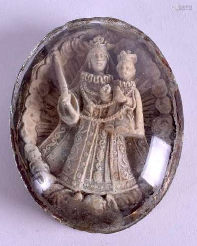 A 19TH CENTURY CARVED RELIQUARY, in the form of a