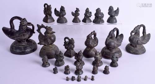 A RARE SET OF 19TH CENTURY INDIAN BRONZE OPIUM WEIGHTS