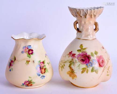 A ROYAL WORCESTER BLUSH IVORY VASE together with a