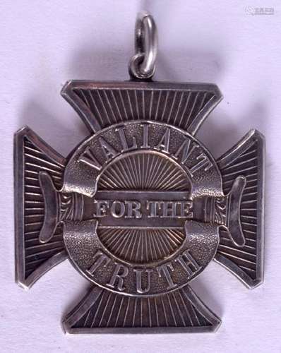 A SOLID SILVER MEDAL, ÂValiant For The TruthÂ. 4 cm x