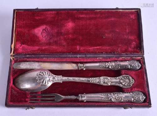 A SET OF SOLID SILVER CUTLERY, contained within a