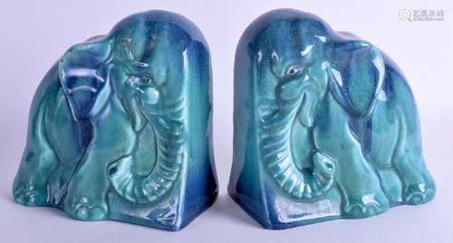 AN UNUSUAL PAIR OF 1950S CONTINENTAL BLUE GLAZED FLAMBÉ