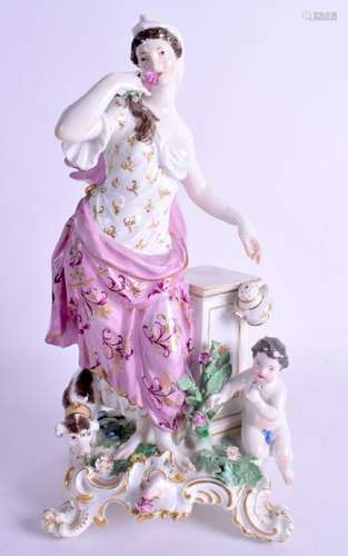 A RARE LARGE 18TH CENTURY MEISSEN PORCELAIN FIGURE OF A