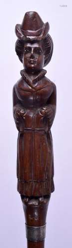 AN UNUSUAL 18TH/19TH CENTURY CARVED FRUITWOOD SWAGGER